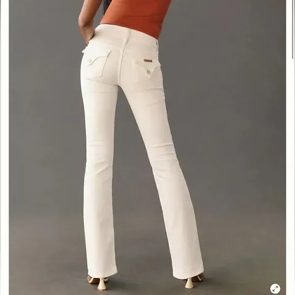 Hudson White Beth Baby Boot Cut Mid Rise Jeans 29 X 34 - Picture 1 of 13